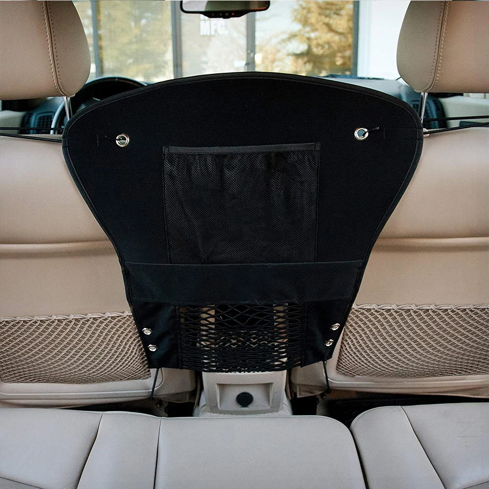 Filet d'isolation de voiture, filet de rangement pour siège avant de voiture, sac en filet pour animaux de compagnie