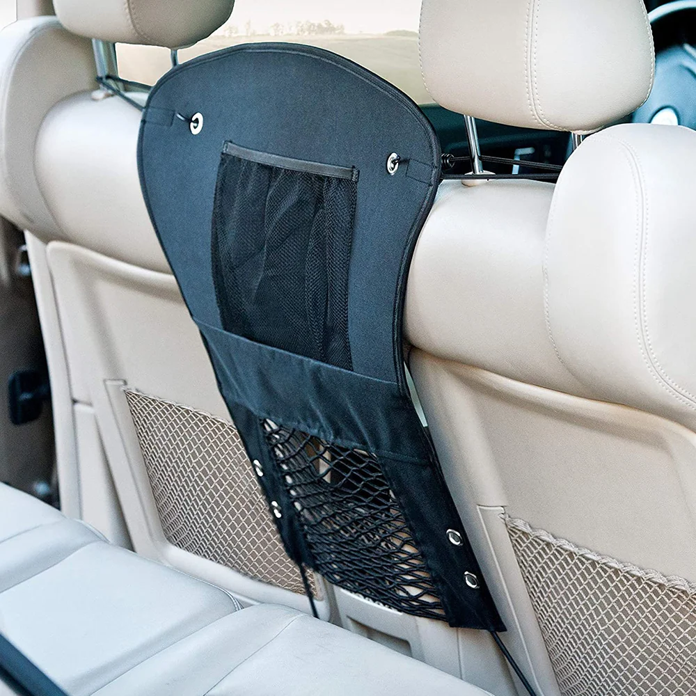 Filet d'isolation de voiture, filet de rangement pour siège avant de voiture, sac en filet pour animaux de compagnie