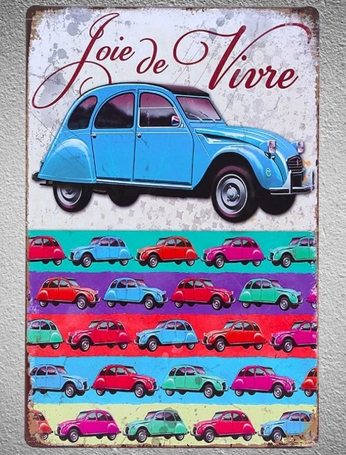 Plaque métal vintage voiture 2 CV fine art france