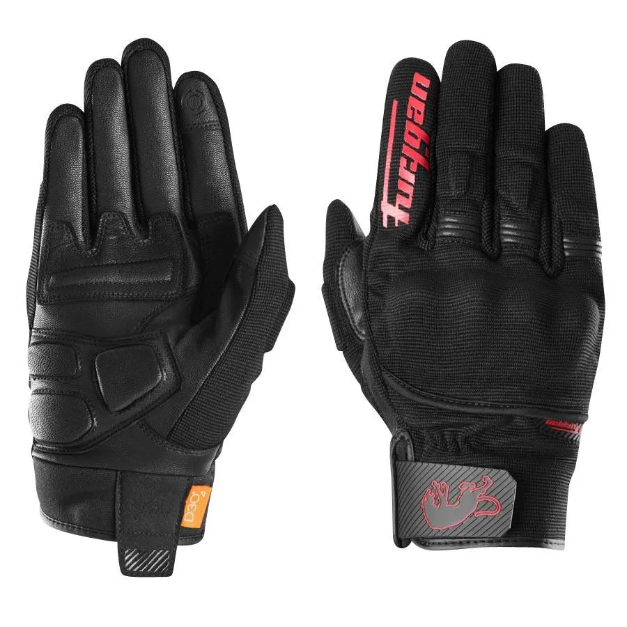 Gants moto été homme - Jet D3O® Evo Noir et Rouge Furygan