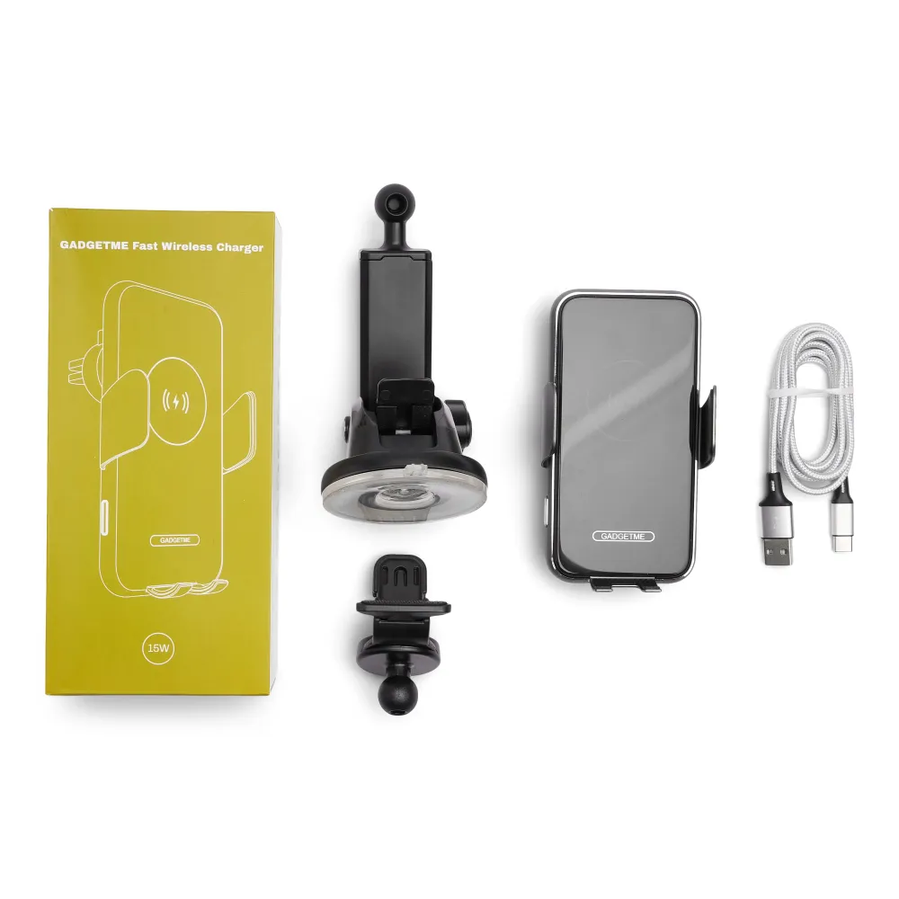 GADGETME Chargeur Rapide Sans Fil 15W avec ventouse (voiture & camion)