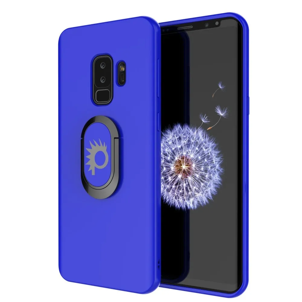 Galaxy S9 PLUS, Coque de protection en TPU Punkcase Magnetix avec béquille, support d'anneau et plaque en métal pour suppo...
