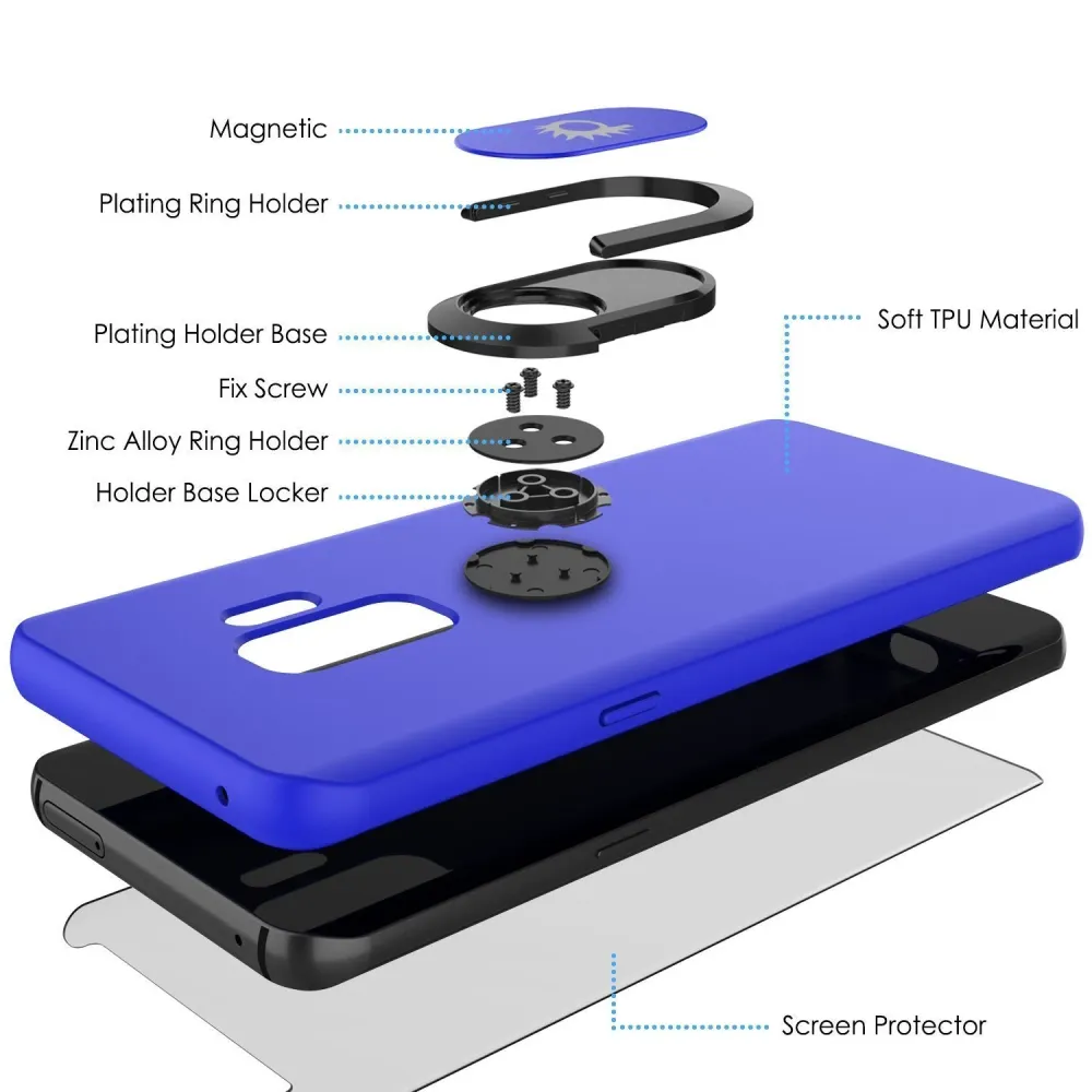 Galaxy S9 PLUS, Coque de protection en TPU Punkcase Magnetix avec béquille, support d'anneau et plaque en métal pour suppo...