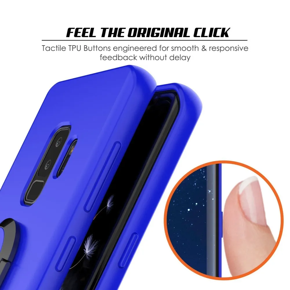 Galaxy S9 PLUS, Coque de protection en TPU Punkcase Magnetix avec béquille, support d'anneau et plaque en métal pour suppo...