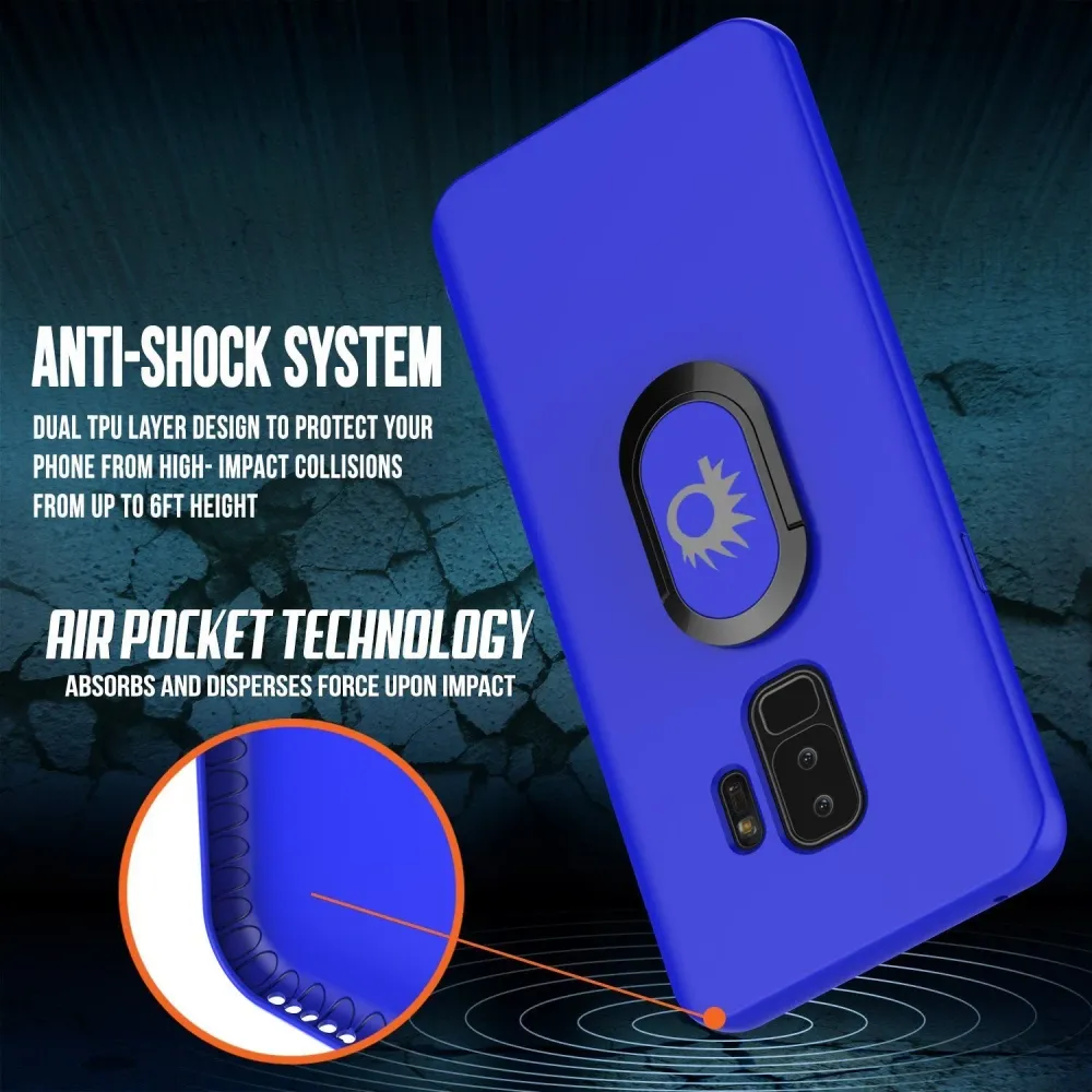 Galaxy S9 PLUS, Coque de protection en TPU Punkcase Magnetix avec béquille, support d'anneau et plaque en métal pour suppo...
