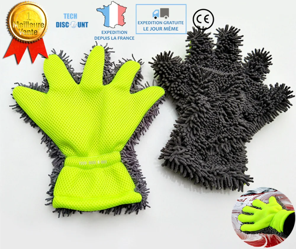TD® Gant de lavage voiture microfibres auto lavage nettoyage chiffon véhicule nettoyage doux carrosserie moto polissage ré...