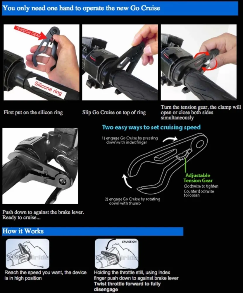 Verrou d'accélérateur de guidon de moto GO CRUISE Gears Canada
