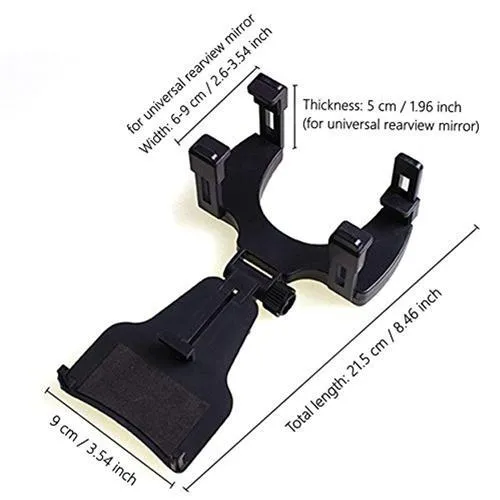 Support De Voiture Pour Téléphone Cellulaire - Installation Sur Rétroviseur - Noir Generic