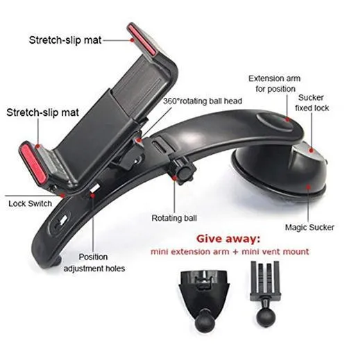 Support De Voiture Pour Téléphone Cellulaire Universel 3 En 1 Pour Ventilation / Support Magnétique / Support Tableau De B...