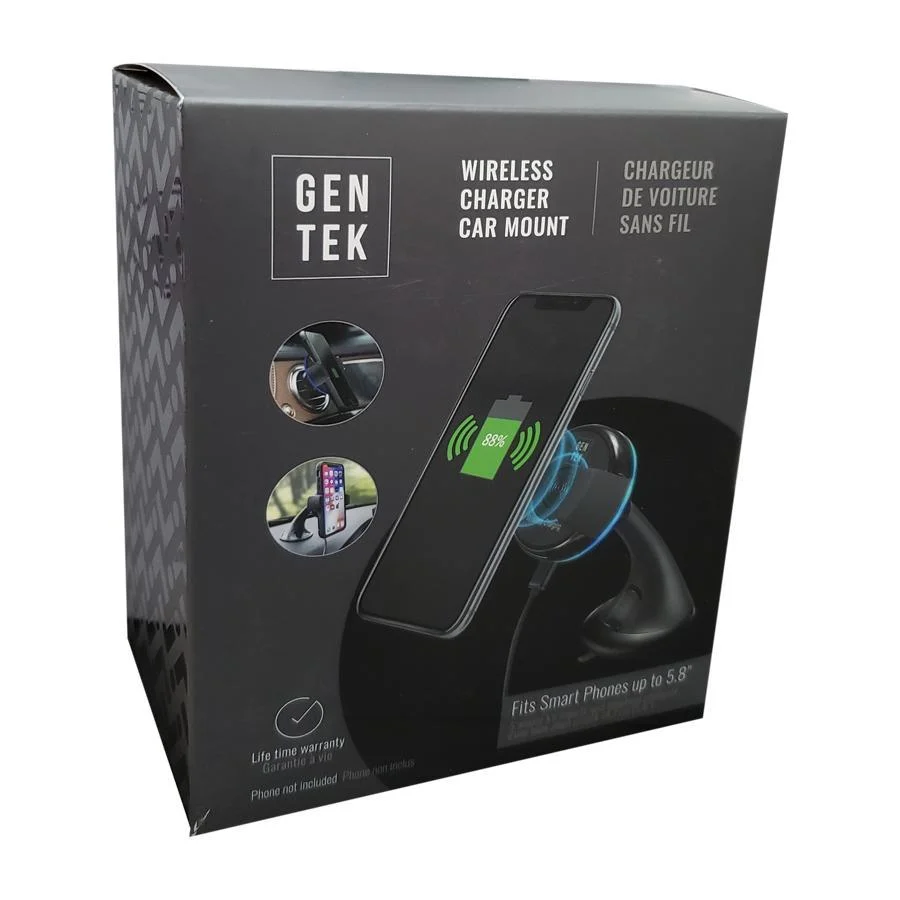 Gentek Chargeur de Voiture Sans Fil 2 en 1 Noir