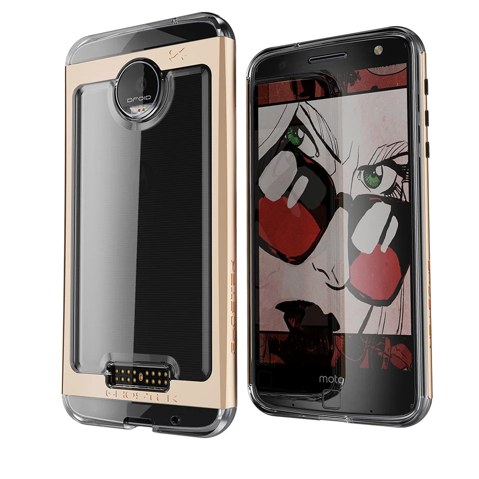 Étui Motorola Moto Z Force, Ghostek Cloak 2.0 Gold Series avec protecteur d'écran | Cadre en aluminium