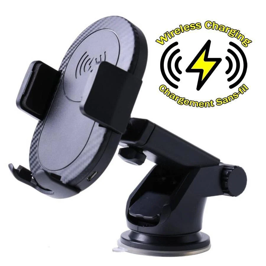 Globaltone Support de voiture pour téléphone cellulaire Sans-fil Qi avec succion et chargeur par induction