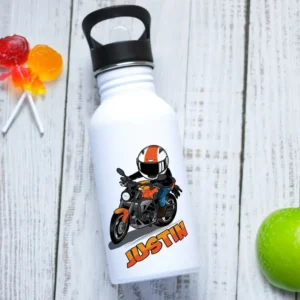 Gourde moto personnalisable prénom en acier inoxydable