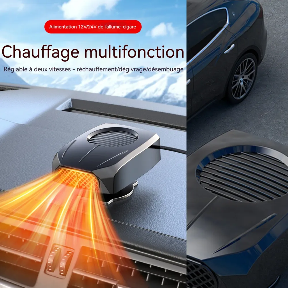 hauffage de voiture 13,3x5x7cm air froid et chaud rotatif à 360 degrés dégivrage et désembuage chauffage réchauffeur de vo...