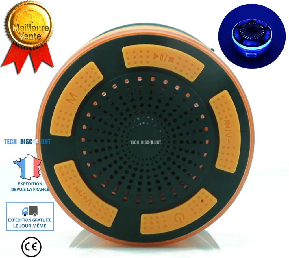 TD® TD™ Haut-parleur bluetooth + support téléphone 2 en 1 étanche extérieur voiture audio radio portative à ventouse avec...
