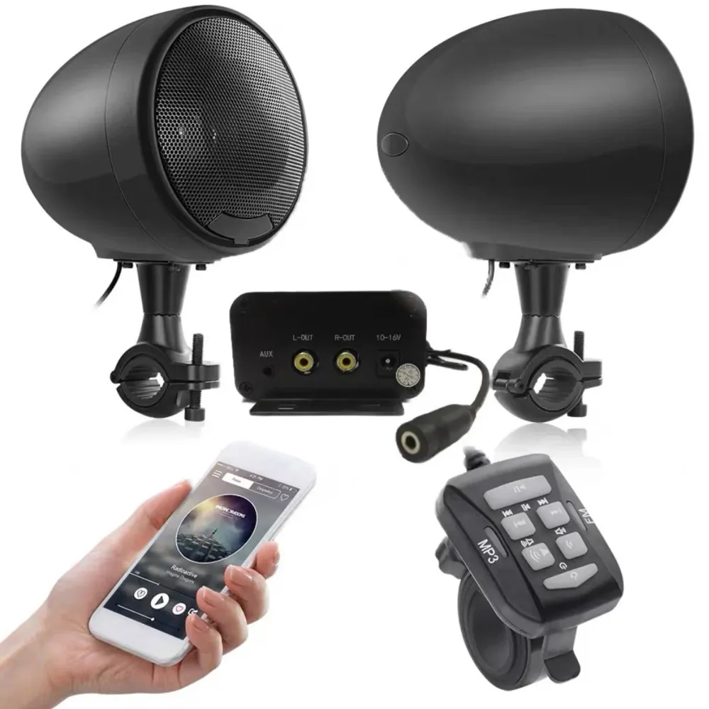 Haut-parleurs de moto bluetooth 2PCS 4 pouces stéréo double canal systèmes audio stéréo moto haut-parleurs moto audio de moto