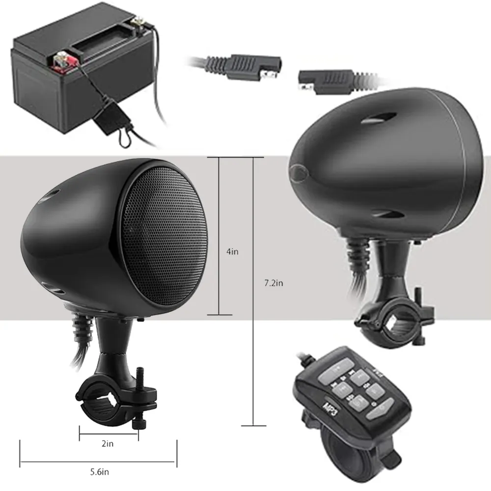 Haut-parleurs de moto bluetooth 2PCS 4 pouces stéréo double canal systèmes audio stéréo moto haut-parleurs moto audio de moto