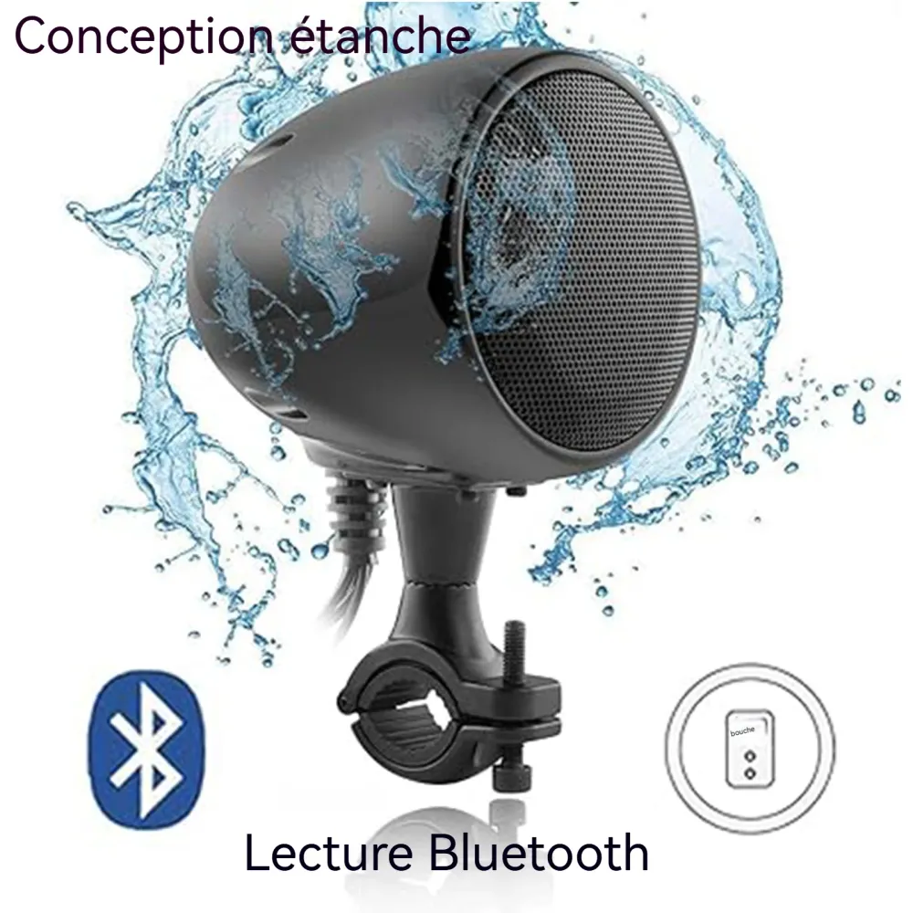 Haut-parleurs de moto bluetooth 2PCS 4 pouces stéréo double canal systèmes audio stéréo moto haut-parleurs moto audio de moto