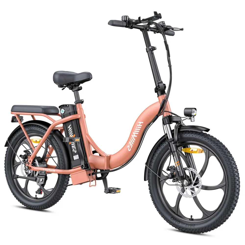 Vélo Électrique HillMiles MilePort 1 - 250W Moteur 36V13Ah Batterie Pneus 20 Pouces Freins à Disques Mécaniques - Rouge