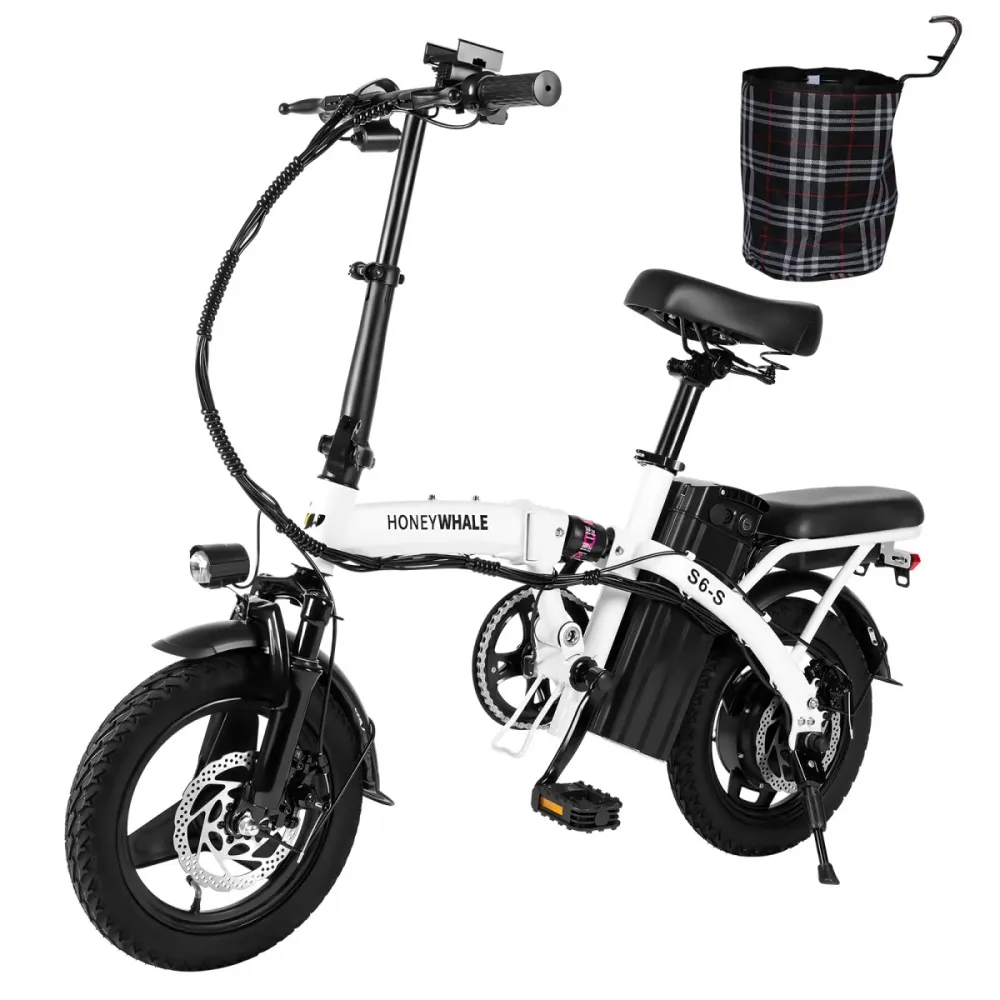 Vélo électrique Honey Whale S6-S - Moteur 350W Batterie 48V10.4AH Autonomie 40KM Freins à Disque - Blanc