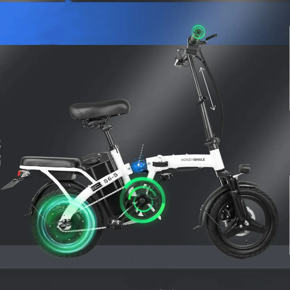 Vélo électrique Honey Whale S6-S - Moteur 350W Batterie 48V10.4AH Autonomie 40KM Freins à Disque - Blanc