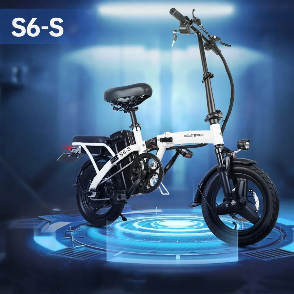 Vélo électrique Honey Whale S6-S - Moteur 350W Batterie 48V10.4AH Autonomie 40KM Freins à Disque - Blanc