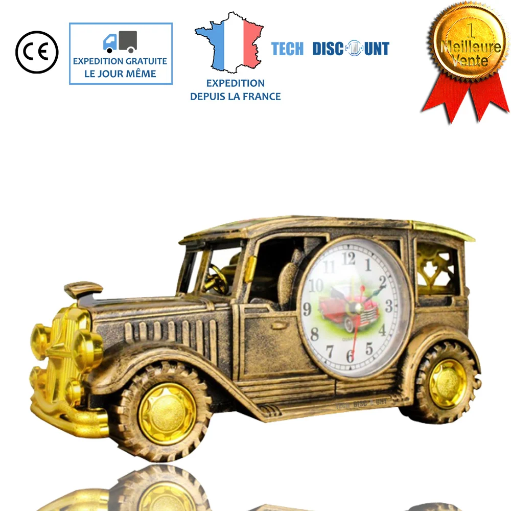 TD® Horloge multifonction créative voiture ancienne classique moderne de table originale heures le temps aiguilles porte s...