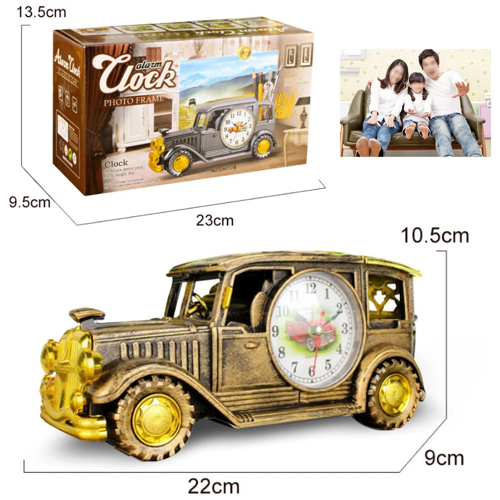 TD® Horloge multifonction créative voiture ancienne classique moderne de table originale heures le temps aiguilles porte s...