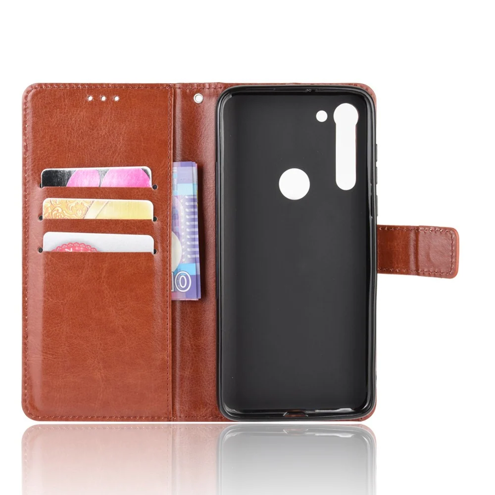 Housse en cuir Crazy Horse avec sangle pour Motorola Moto G8 Power - Marron