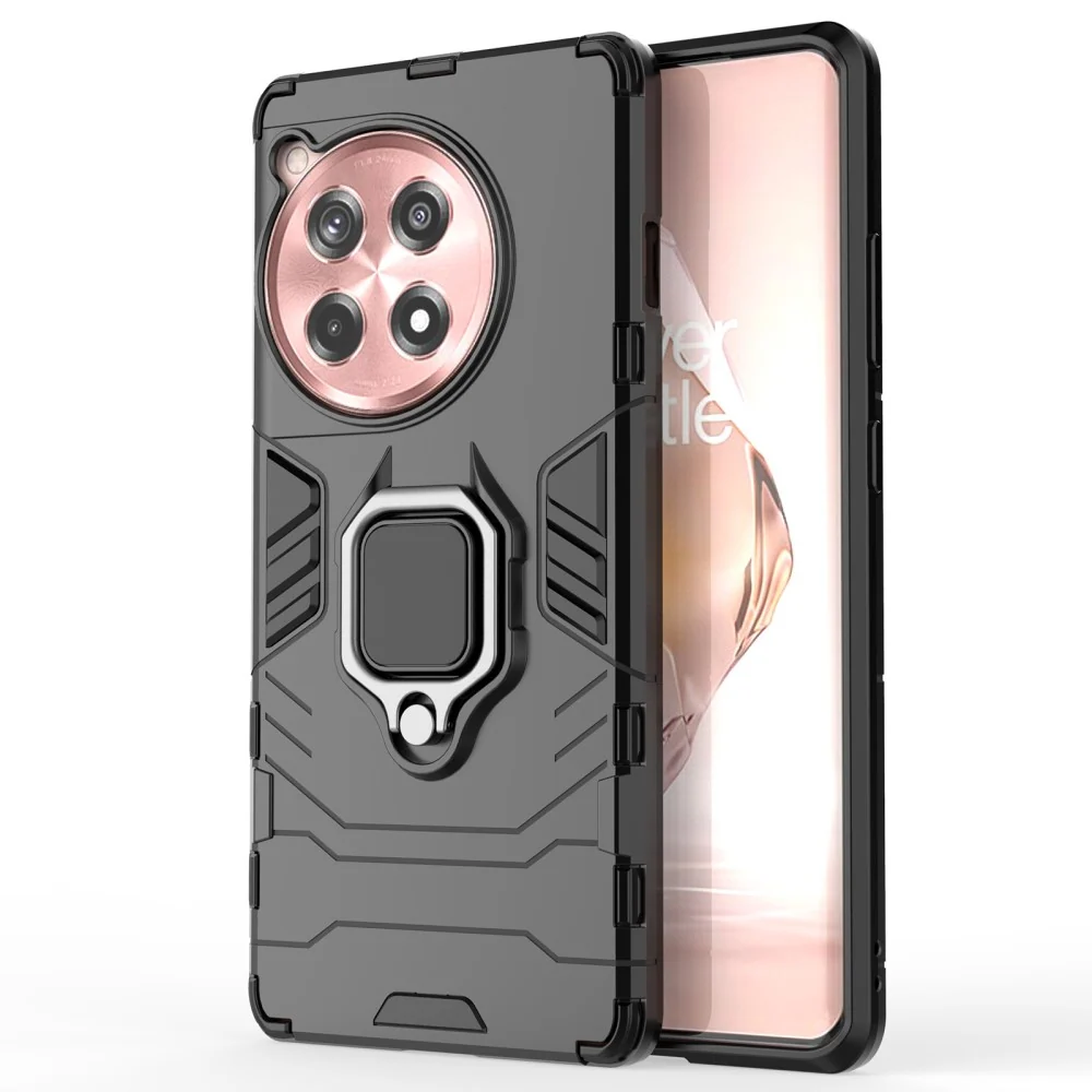 Housse hybride avec béquille et compatibilité avec le support de voiture pour OnePlus Ace 3 / OnePlus 12R - Noir