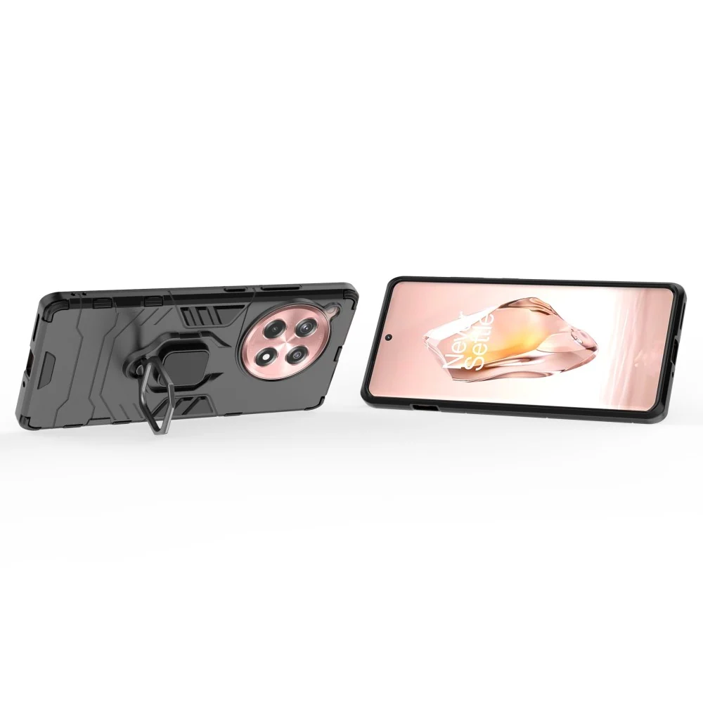 Housse hybride avec béquille et compatibilité avec le support de voiture pour OnePlus Ace 3 / OnePlus 12R - Noir