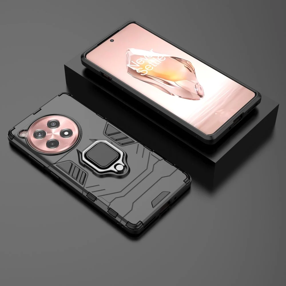 Housse hybride avec béquille et compatibilité avec le support de voiture pour OnePlus Ace 3 / OnePlus 12R - Noir
