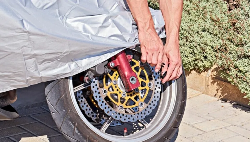 housse de moto tech argent petite/moyenne