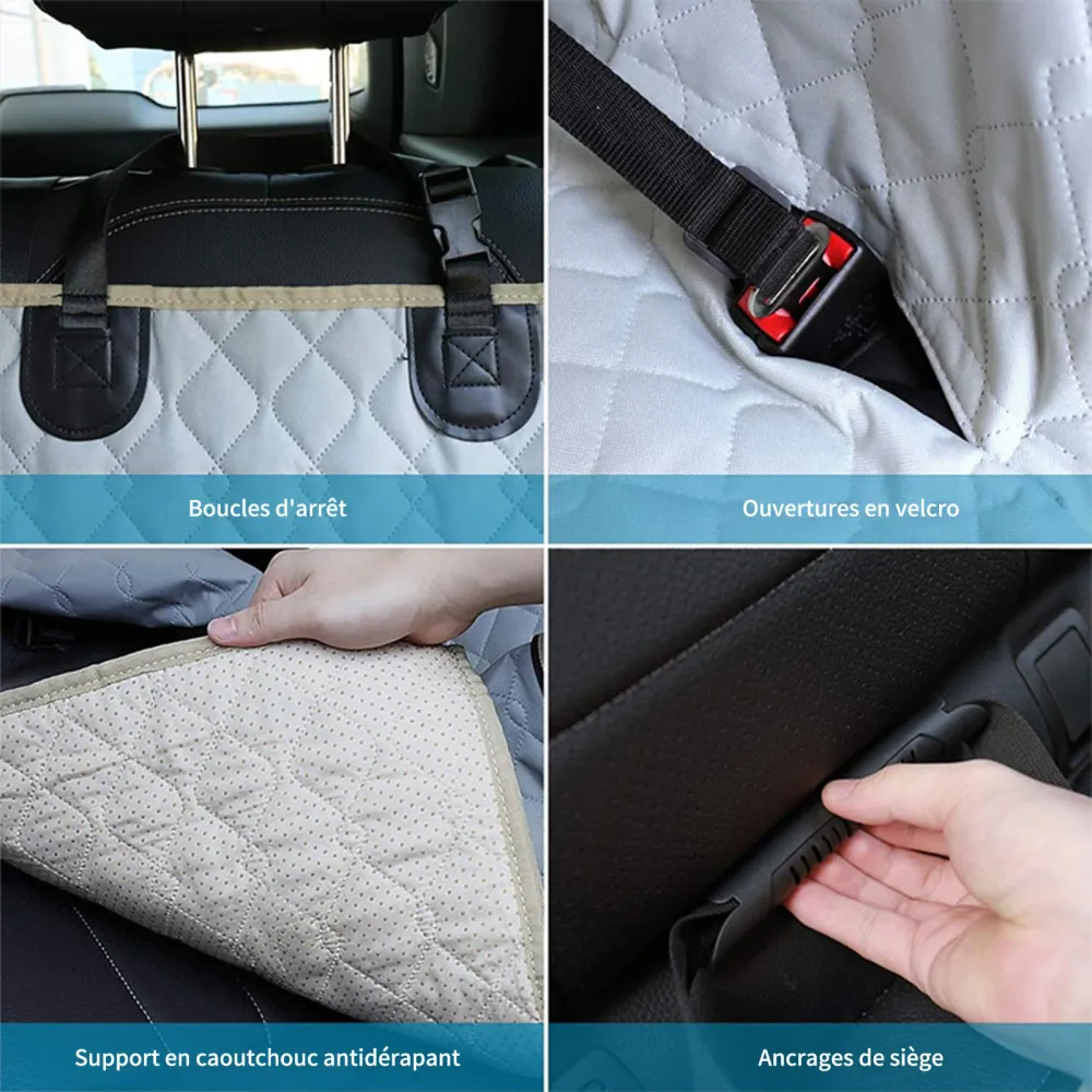 Housse de siège arrière de voiture pour animaux 135 x 47 cm Gris clair Housse de hamac imperméable pour siège arrière de v...