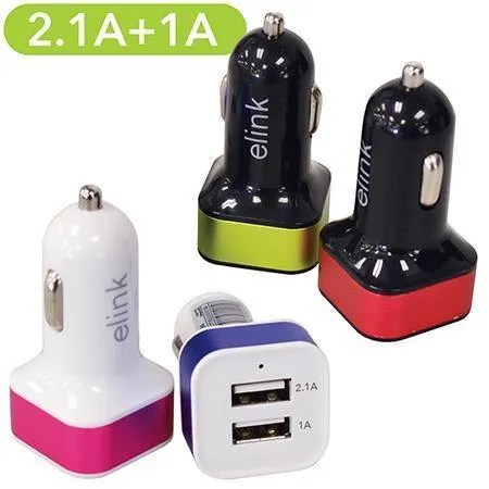 elink Chargeur pour la Voiture Double USB 2.1A + 1A VRT HRS