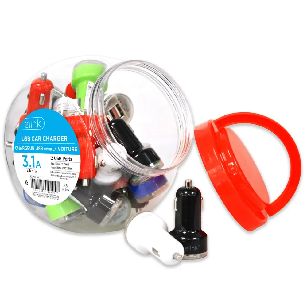 elink Chargeur de Voiture USB Double 2.1a et 1a 2.4po VRT HRS