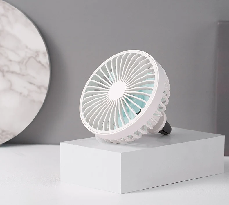 INN® Ventilateur réglable Ventilateur Électrique de Voiture Mini Ventilateur Réglage à 3 Vitesses USB avec Veilleuse(Blanc )