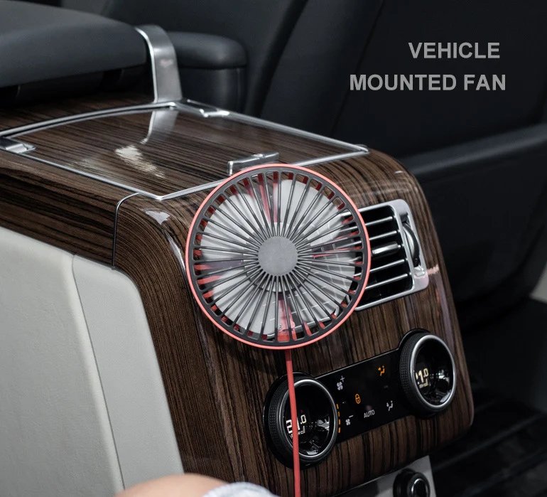 INN® Ventilateur réglable Ventilateur Électrique de Voiture Mini Ventilateur Réglage à 3 Vitesses USB avec Veilleuse(Blanc )