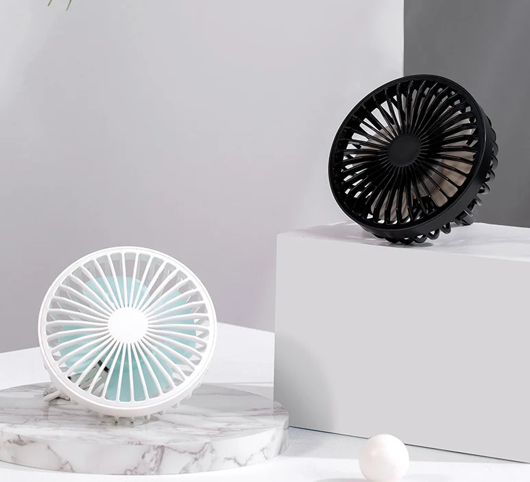 INN® Ventilateur réglable Ventilateur Électrique de Voiture Mini Ventilateur Réglage à 3 Vitesses USB avec Veilleuse(Blanc )