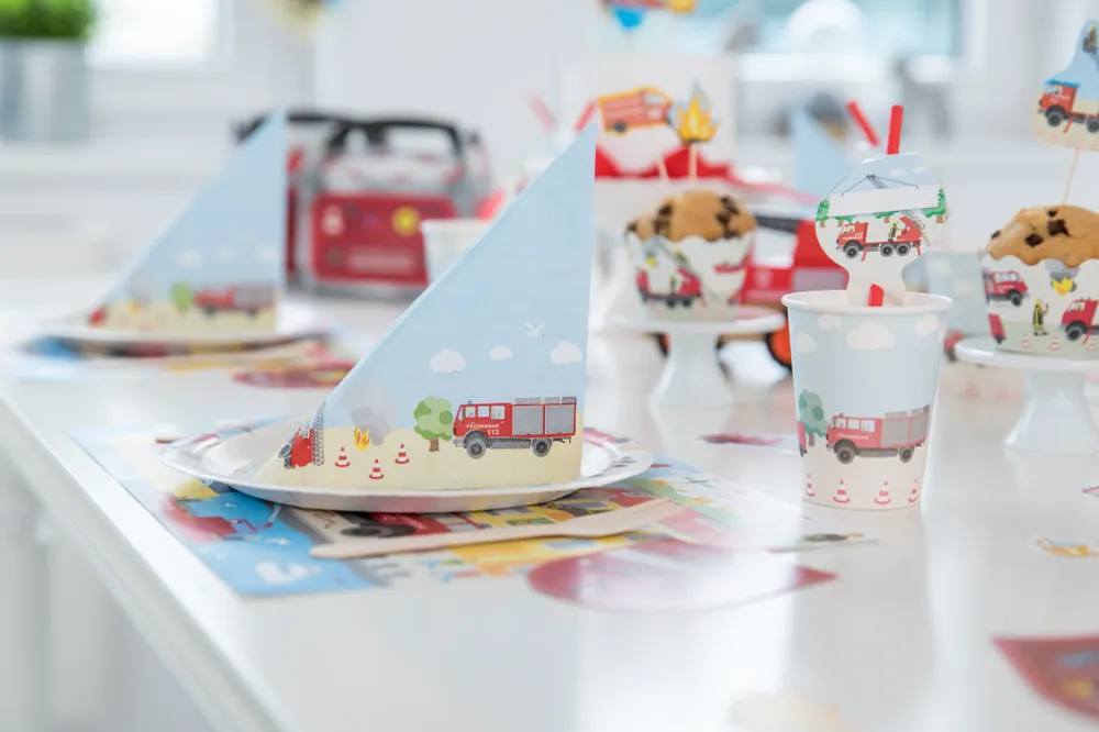 Invitation voiture de pompiers, pack de 6