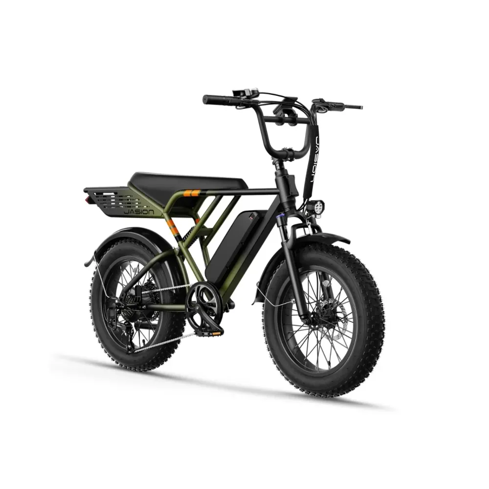 JASION RetroVolt Vélo Électrique - 500W Batterie 48V12.5Ah Pneus 20 Pouces Freins à Disque - Vert