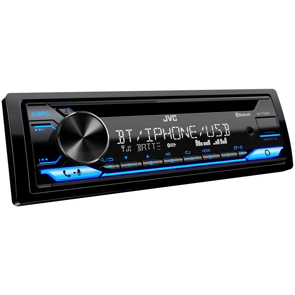 JVC KD-T720BT Lecteur CD/Radio pour Tableau de Bord Bluetooth pour Voiture, Noir