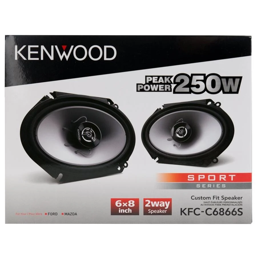 Kenwood KFC-C6866S 6 x 8" Haut-parleur Coaxial 2 Voies Série Sport 250 W, Pour la Voiture, Noir
