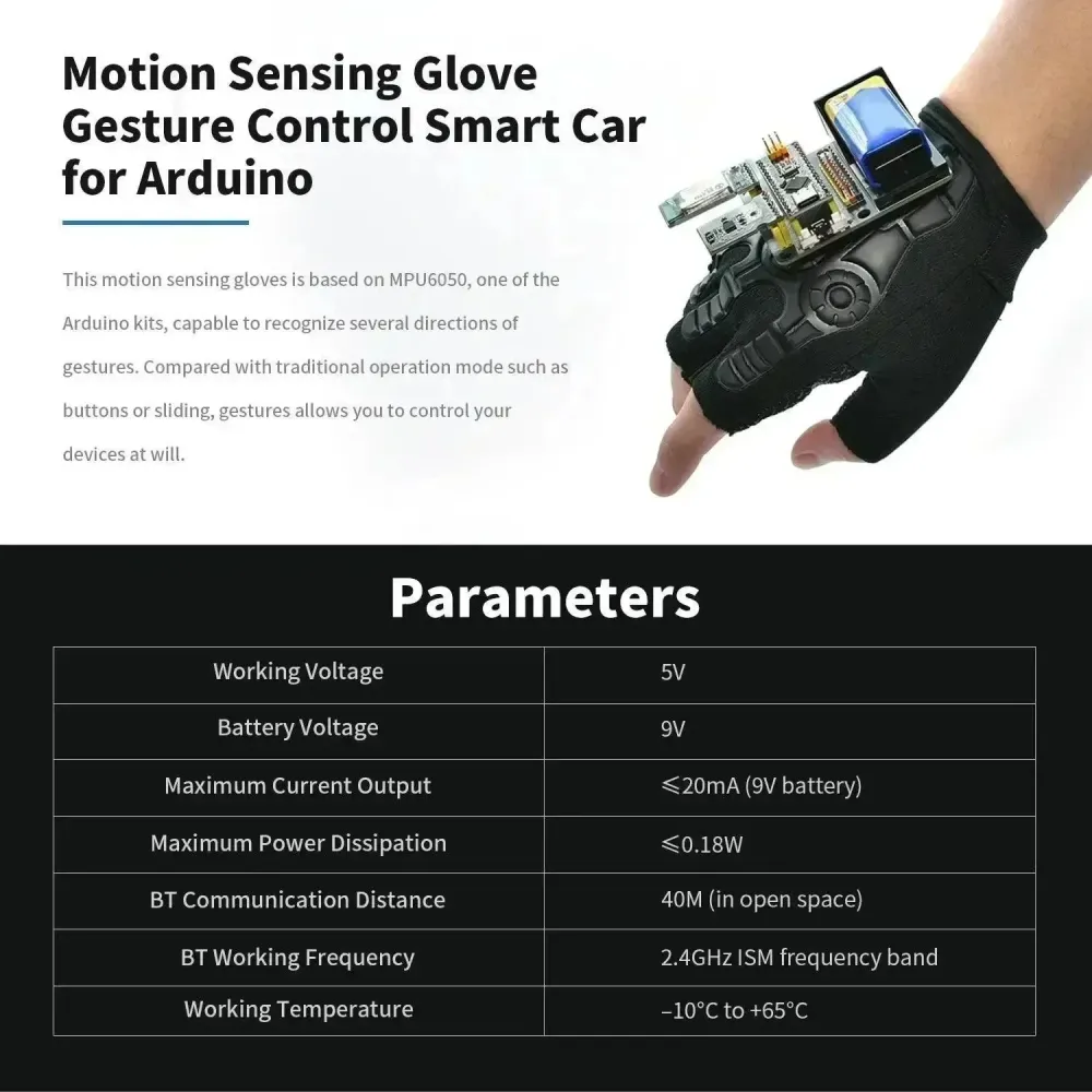 Gant de détection de mouvement KeyeStudio Contrôle nano gestuel Voiture intelligente