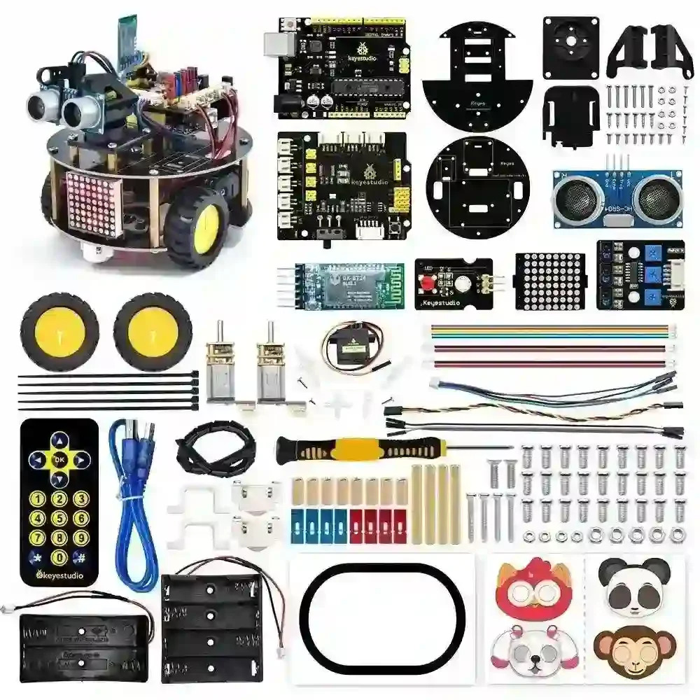 Keyestudio Petite Tortue Robot Voiture Intelligente V3.0 pour Arduino Kit Robot Programmable STEM