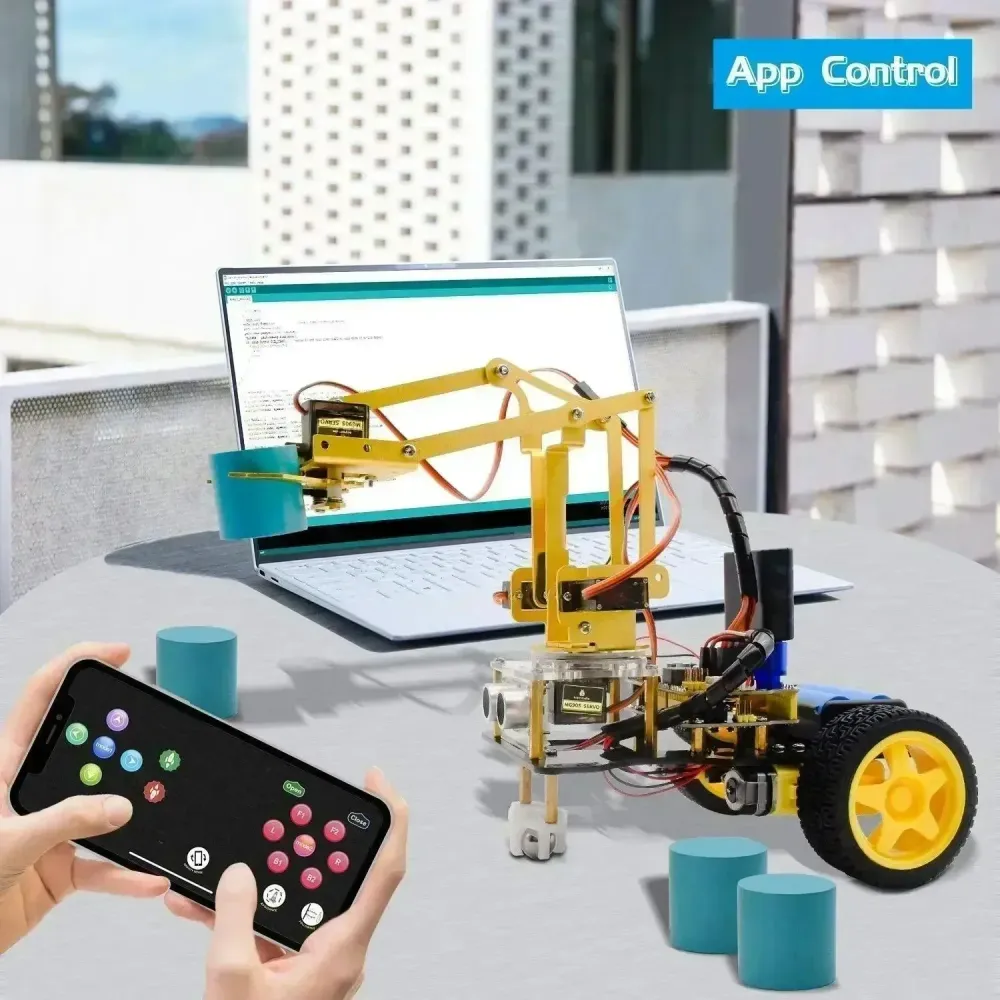 Kit de démarrage d'apprentissage voiture robot bras mécanique 4DOF KeyeStudio