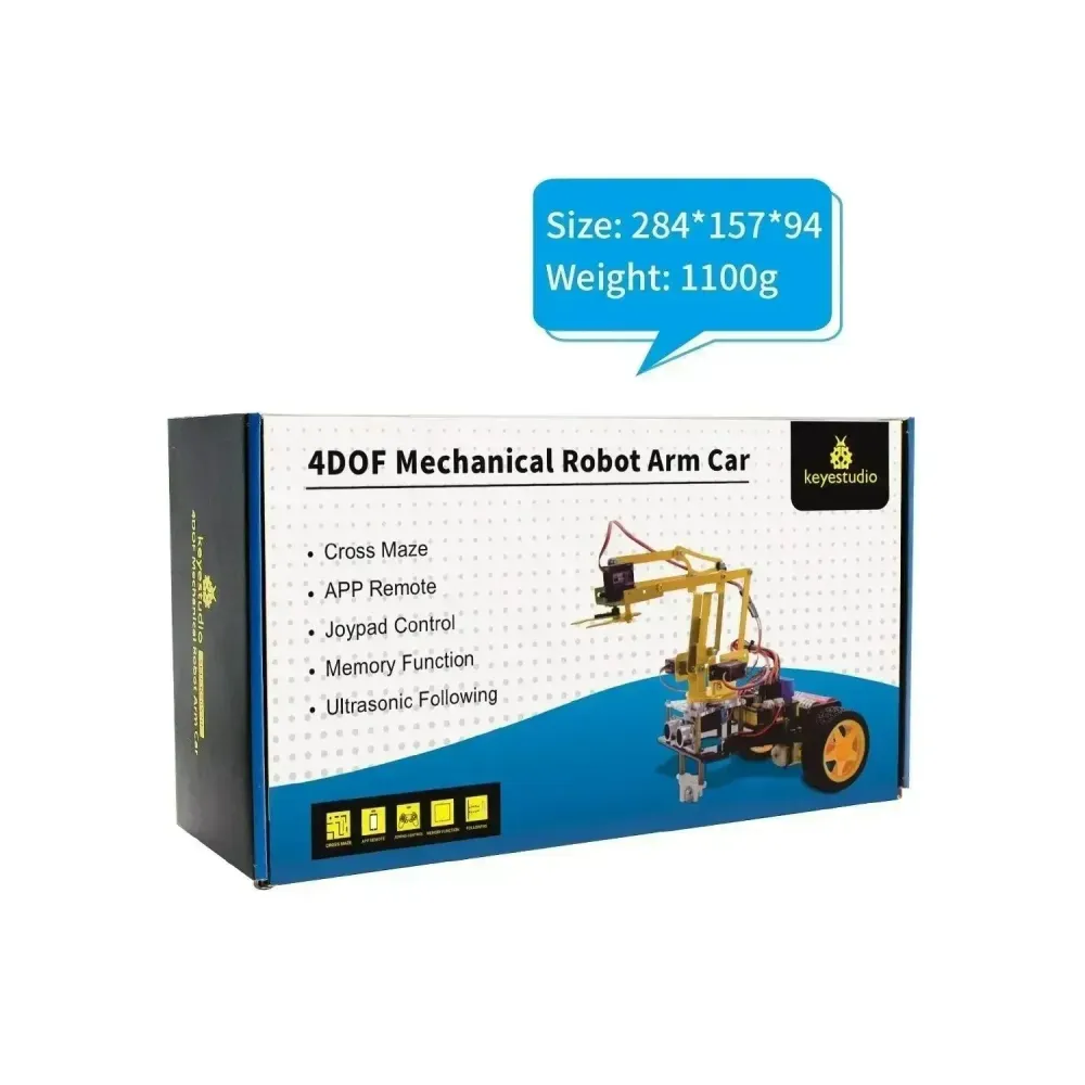 Kit de démarrage d'apprentissage voiture robot bras mécanique 4DOF KeyeStudio