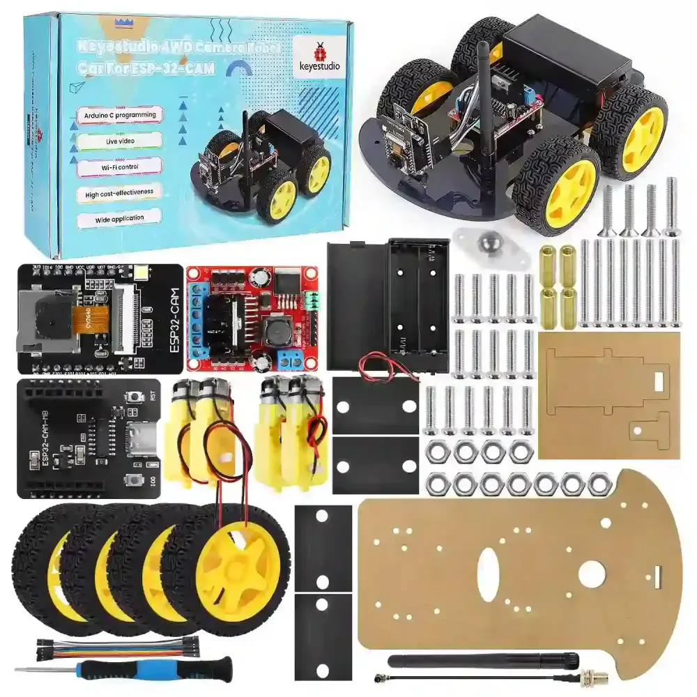 Robot voiture de surveillance caméra KeyeStudio ESP32 Cam 4WD