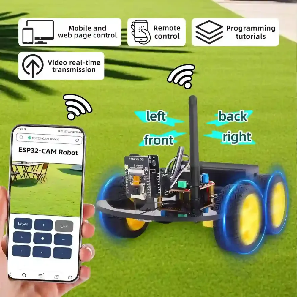 Robot voiture de surveillance caméra KeyeStudio ESP32 Cam 4WD