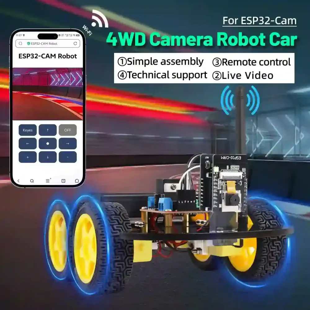 Robot voiture de surveillance caméra KeyeStudio ESP32 Cam 4WD